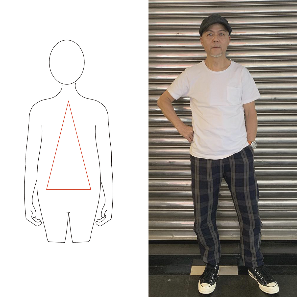 正三角形白T版型（男）