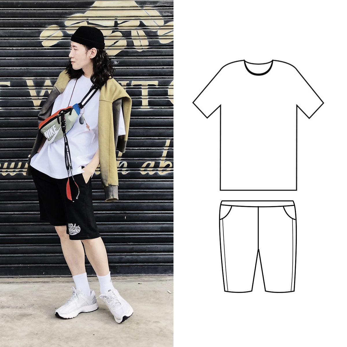 街頭風格白T穿搭（男）