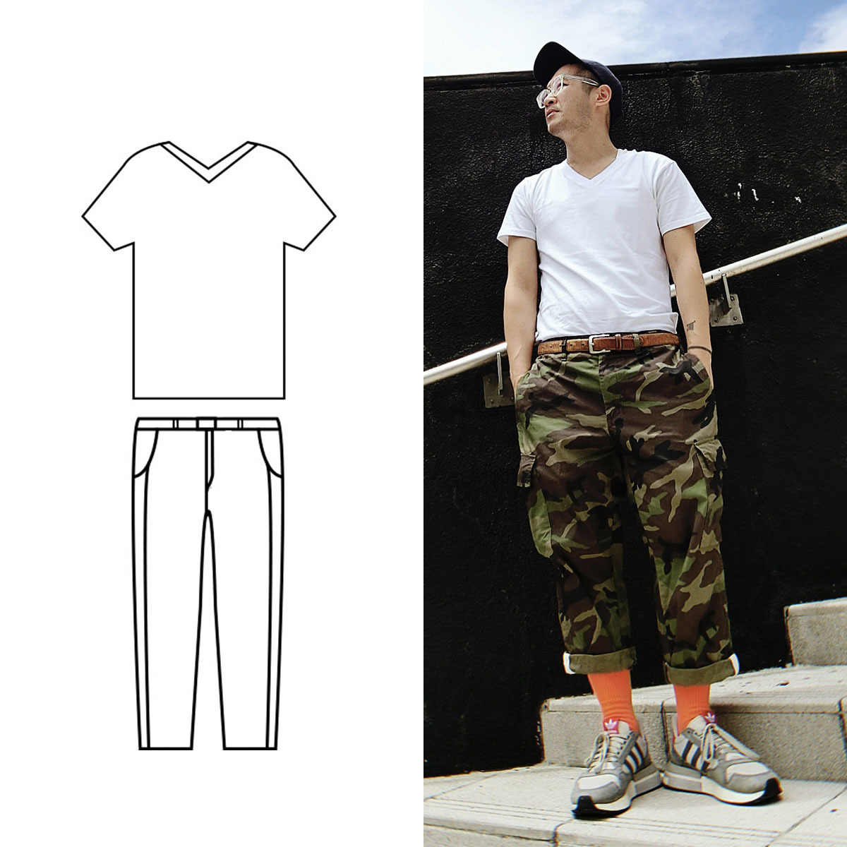 街頭風格白T穿搭（男）