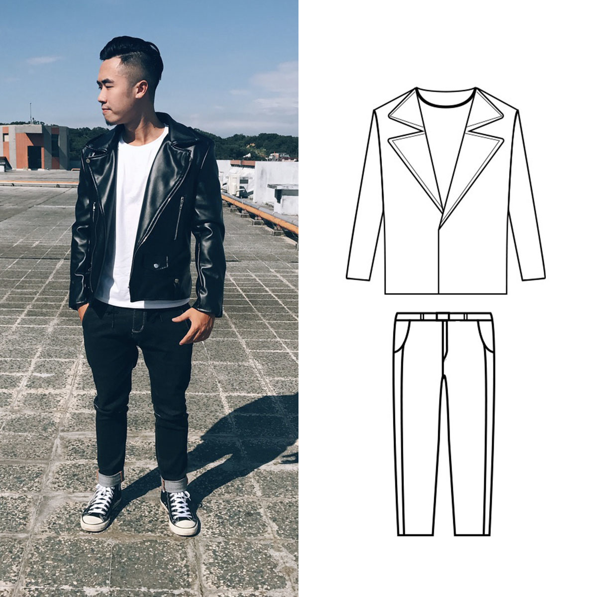 粗獷風格白T穿搭（男）