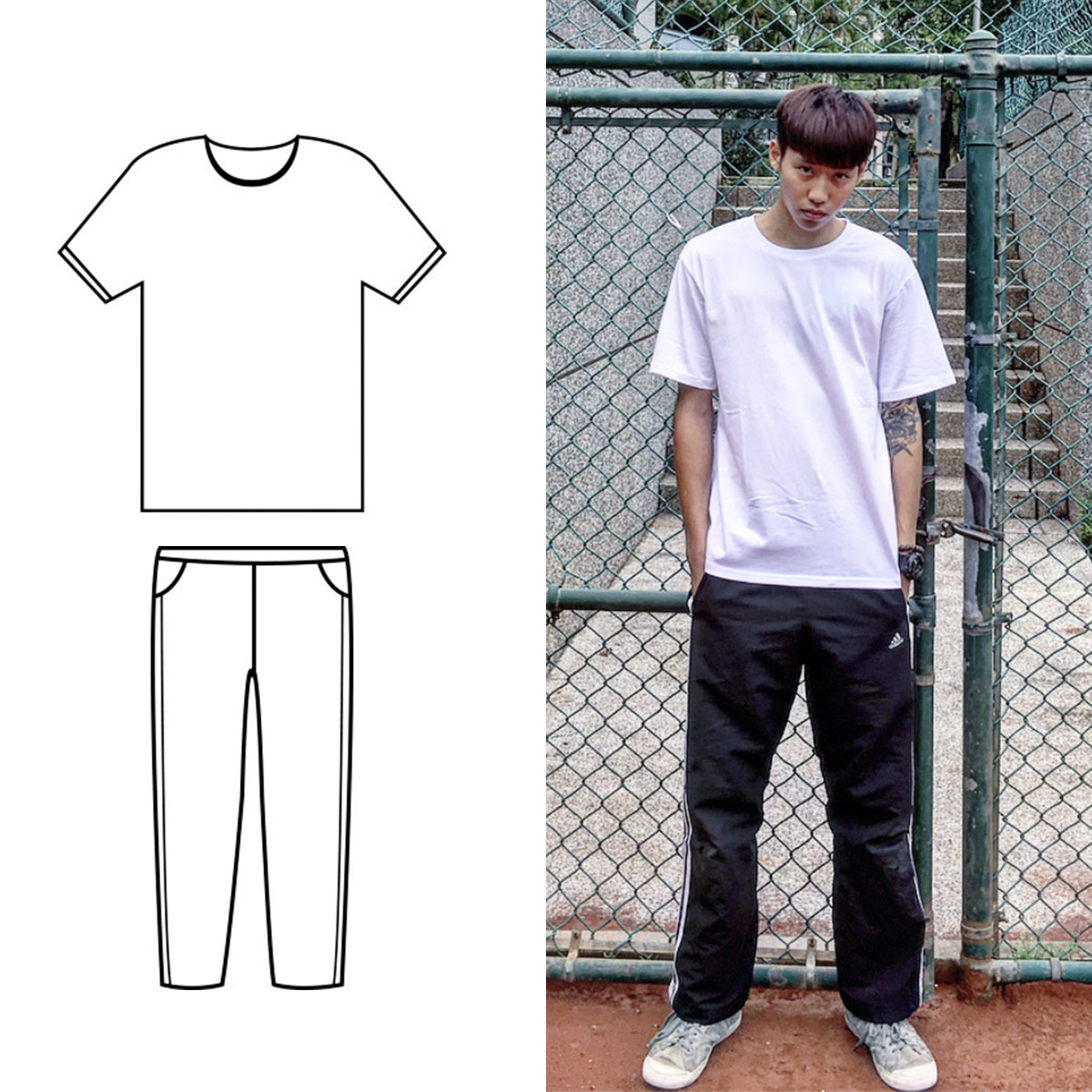 運動風格白T穿搭（男）