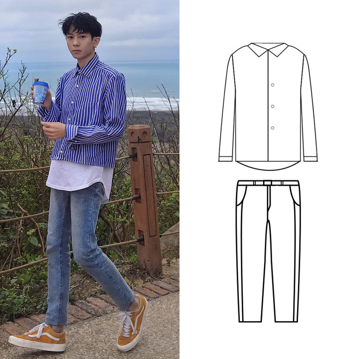 層次風格白T穿搭（男）