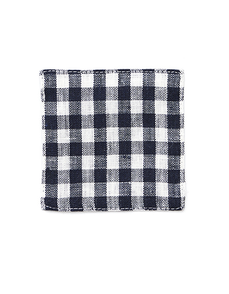 fog-亞麻杯墊／藍白格