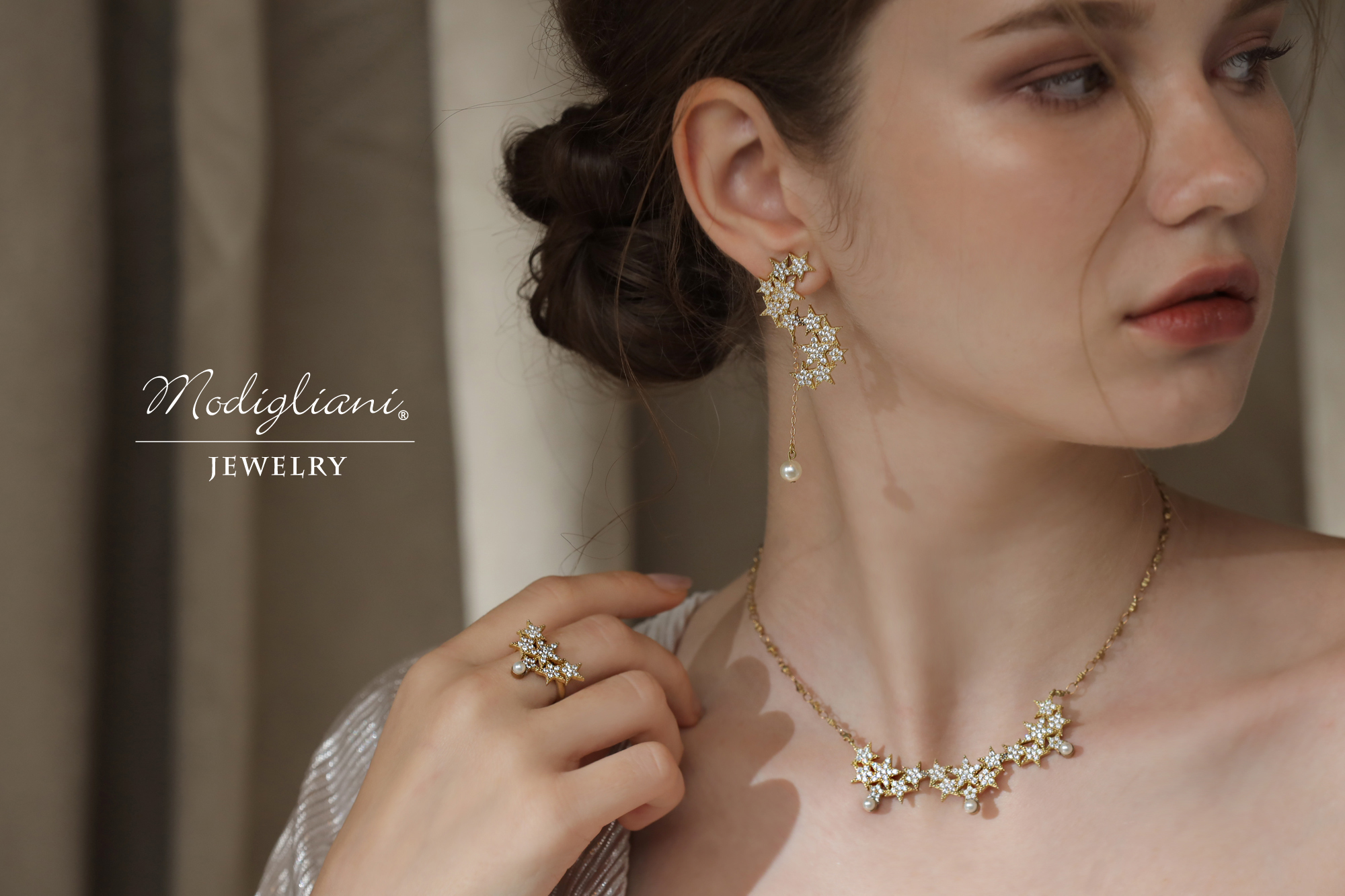 黃銅飾品,黃銅,星星,氣質,搶眼,項鍊,華麗,鋯石,水晶珍珠