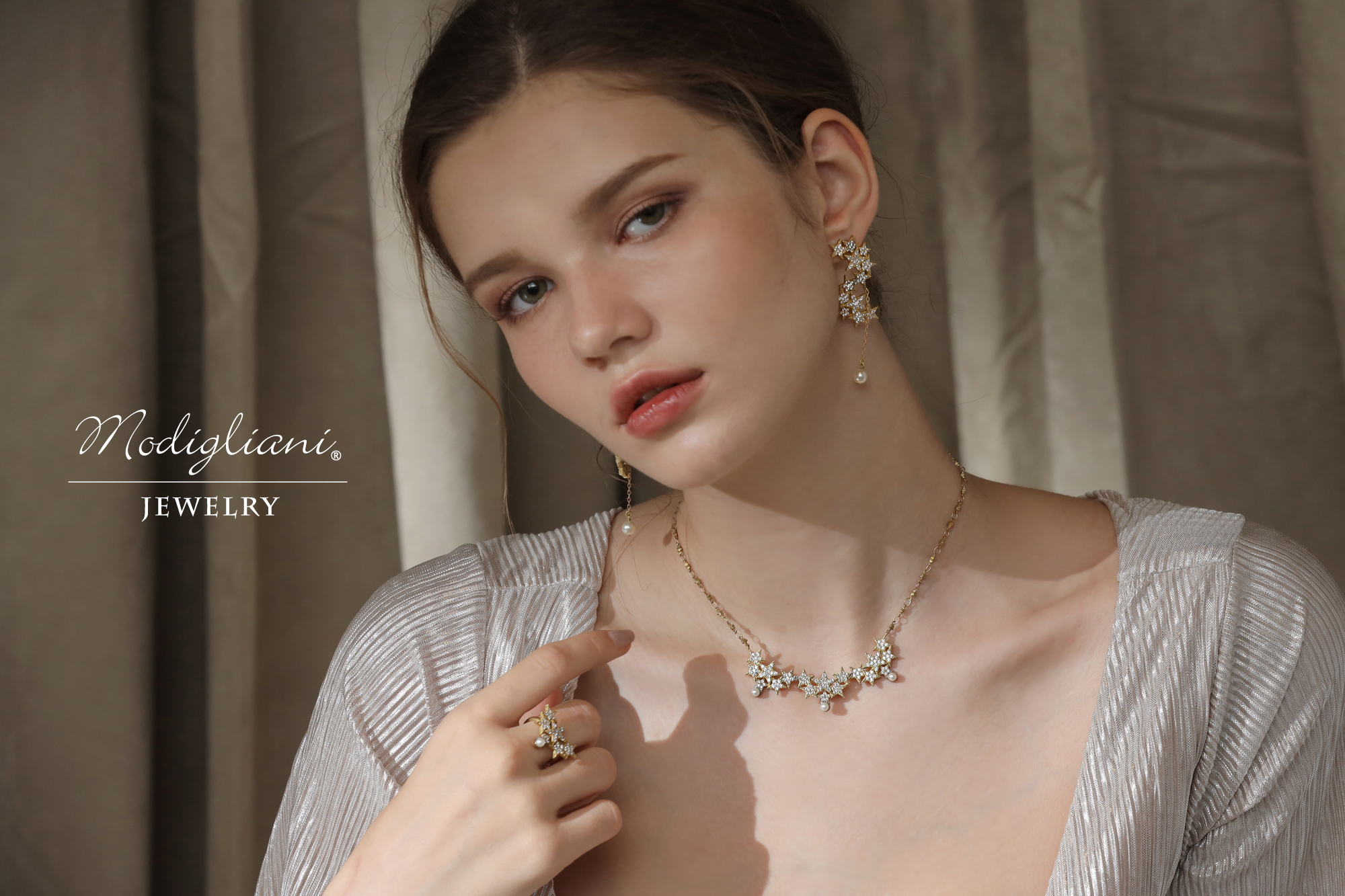 黃銅飾品,黃銅,星星,氣質,搶眼,項鍊,華麗,鋯石,水晶珍珠