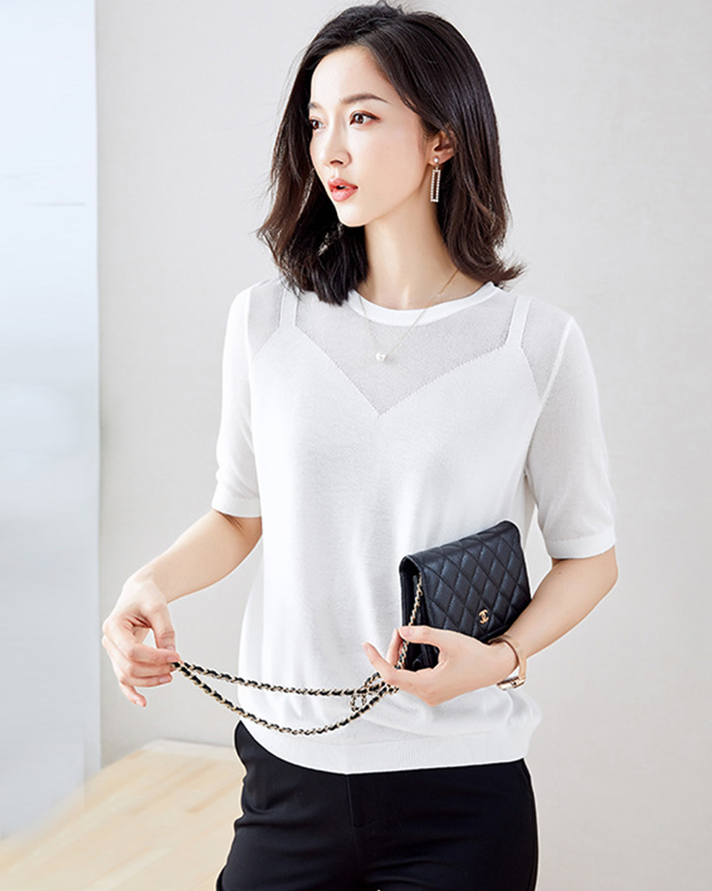 白XL【零碼出清不退換】鏤空吊帶V領針織上衣