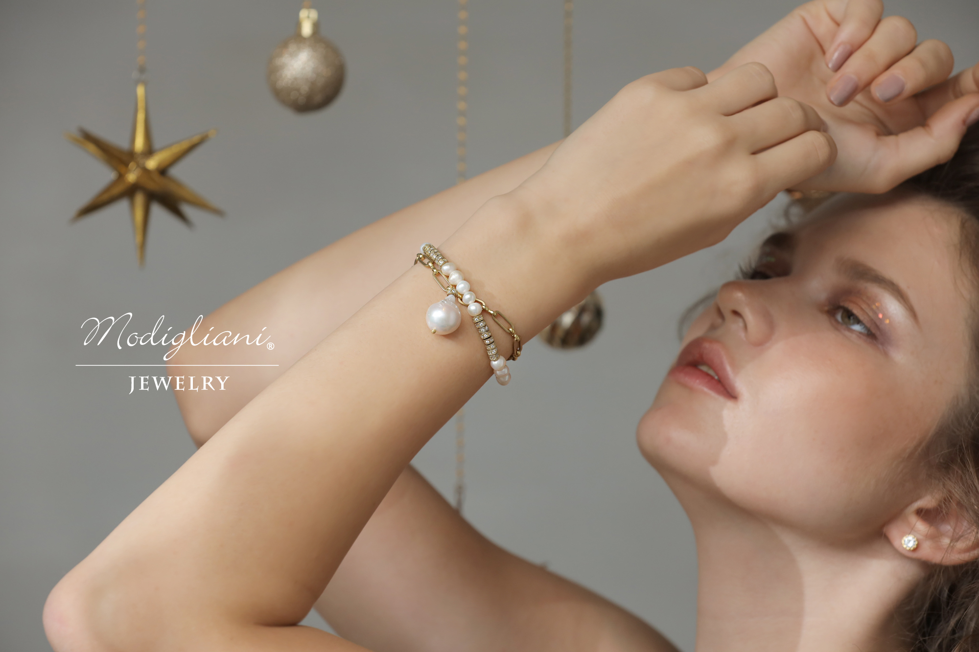 黃銅飾品,黃銅,手鍊,巴洛克珍珠,搶眼,天然珍珠,華麗,鋯石,雙層手鍊