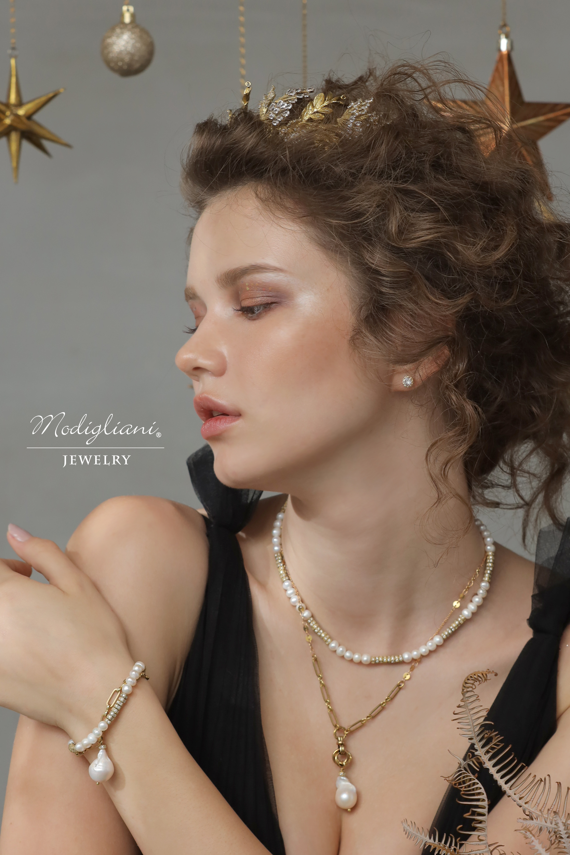 黃銅飾品,黃銅,手鍊,巴洛克珍珠,搶眼,天然珍珠,華麗,鋯石,雙層手鍊