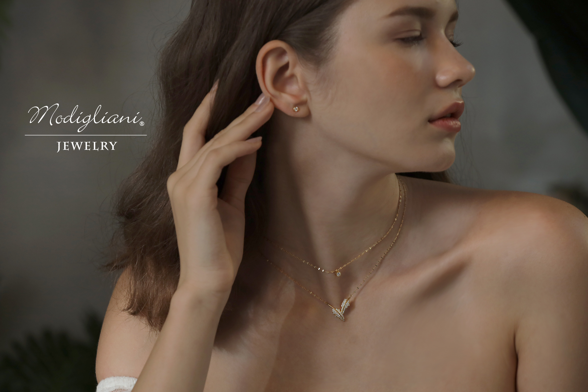 黃銅飾品,黃銅,氣質,花草,雙層項鍊,項鍊,小巧,鋯石