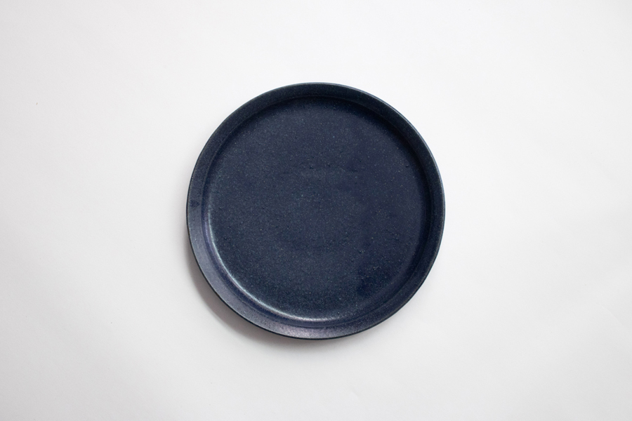 青人窯-7寸皿   灰るり 釉 (藍)