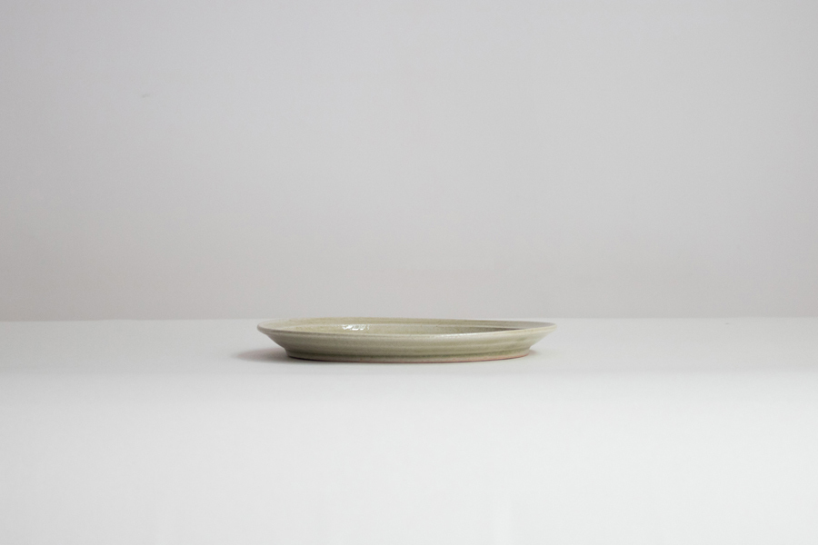 青人窯-6寸皿   魚沼綠灰釉 (薄綠)