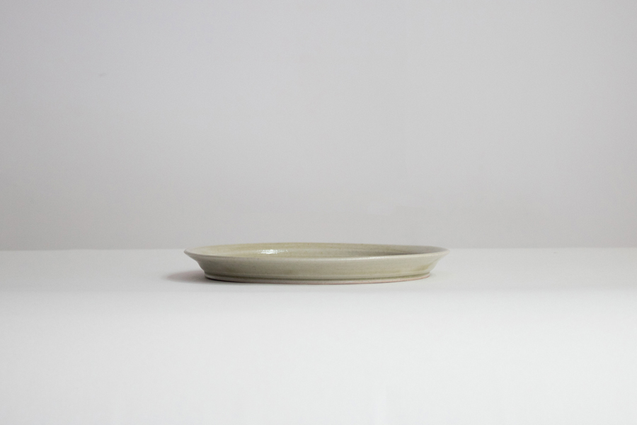 青人窯-7寸皿   魚沼綠灰釉 (薄綠)