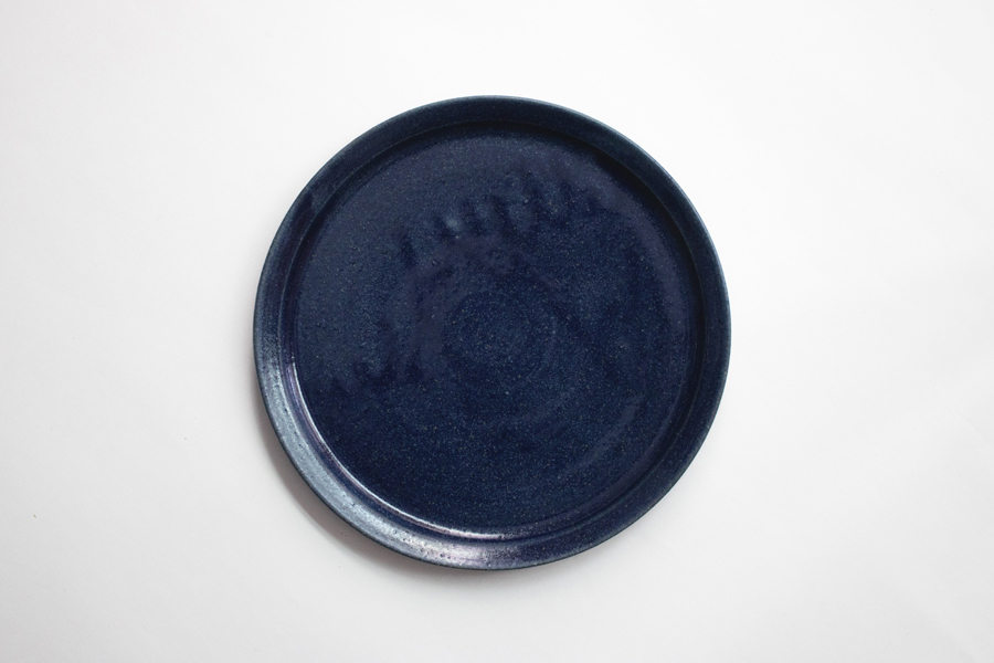 青人窯-8寸皿   灰るり 釉 (藍)