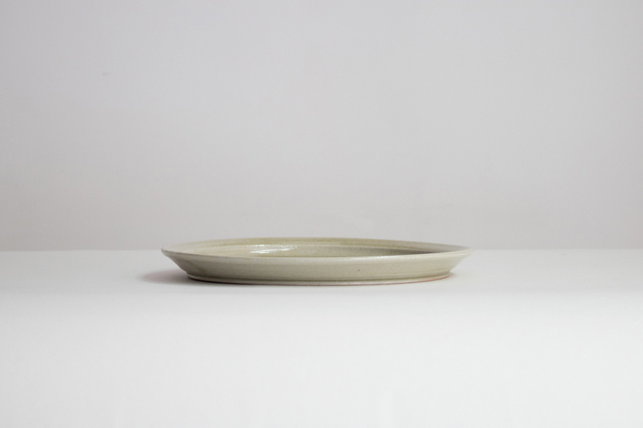 青人窯-8寸皿   魚沼綠灰釉 (薄綠)