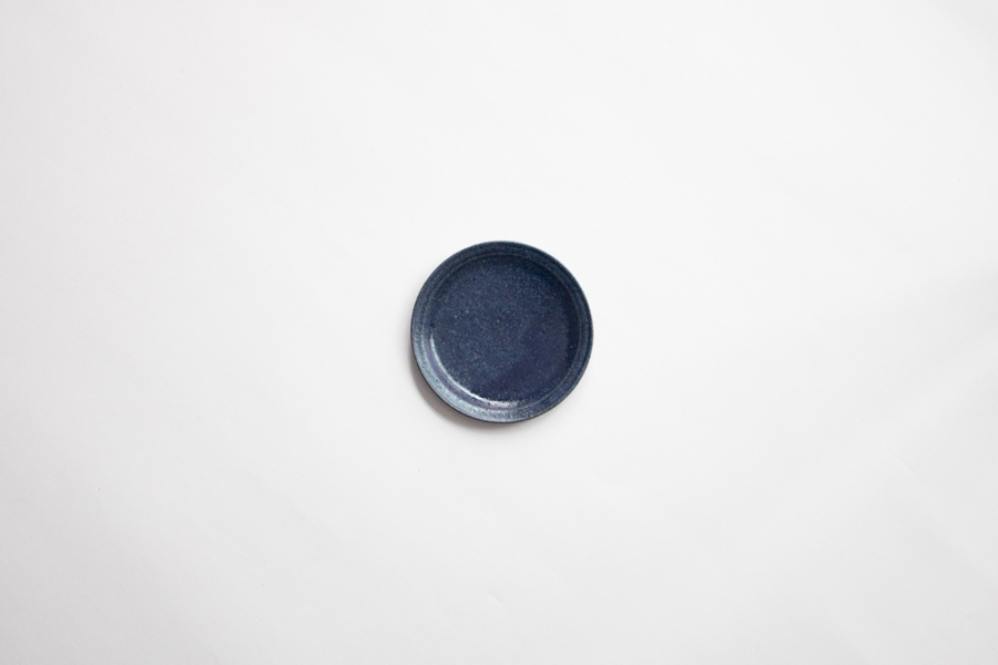 青人窯-豆皿    灰るり 釉 (藍)