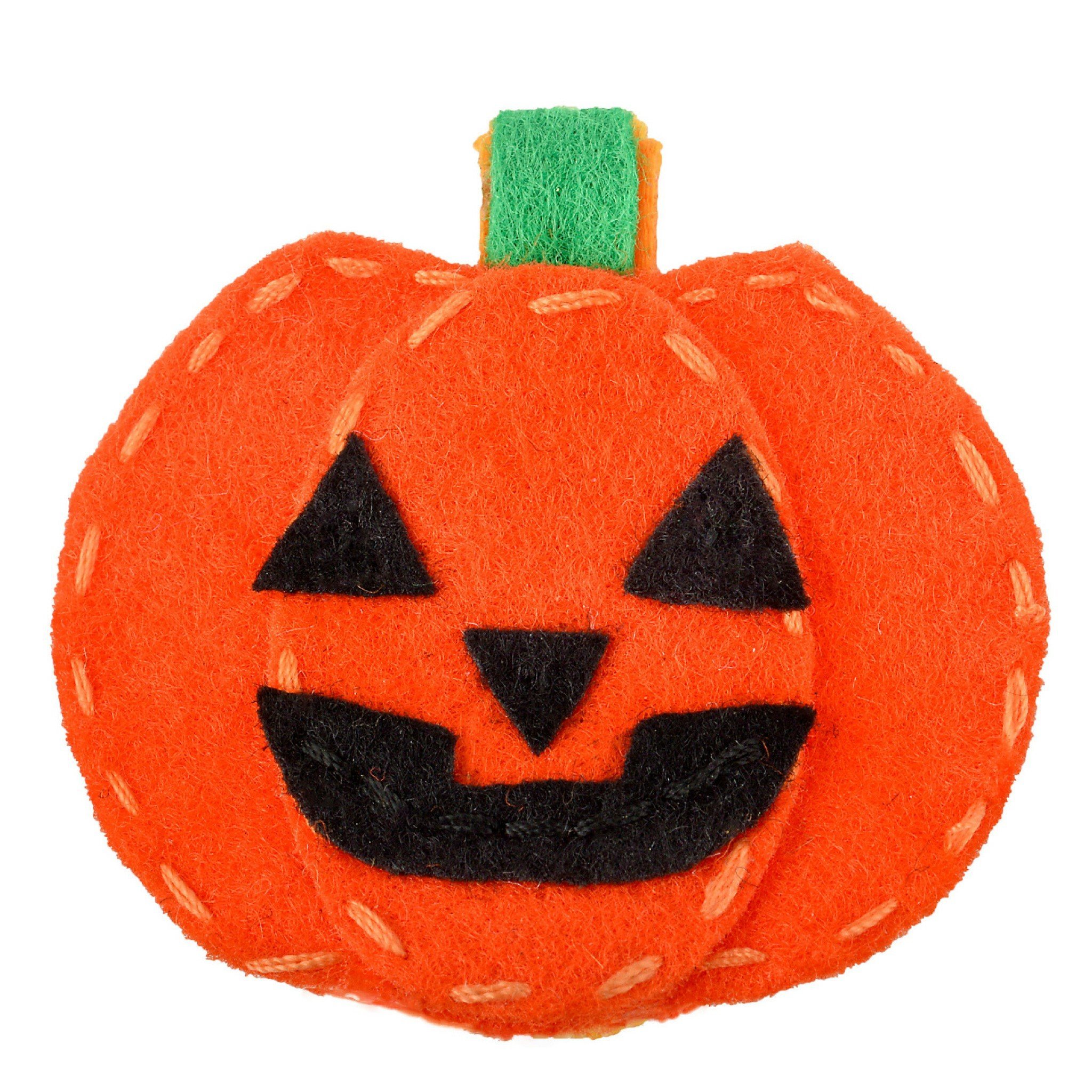 Scary Orange Felt Pumpkin 髮夾