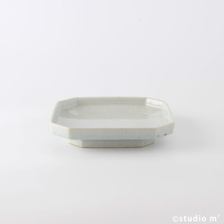 STUDIO M'-PAVE6寸角皿/青磁