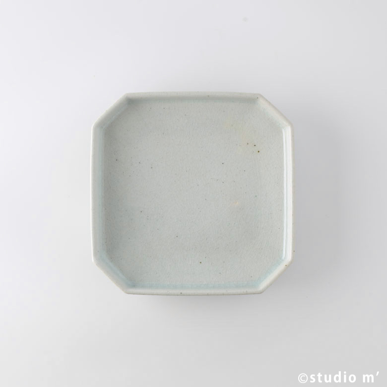 STUDIO M'-PAVE6寸角皿/青磁