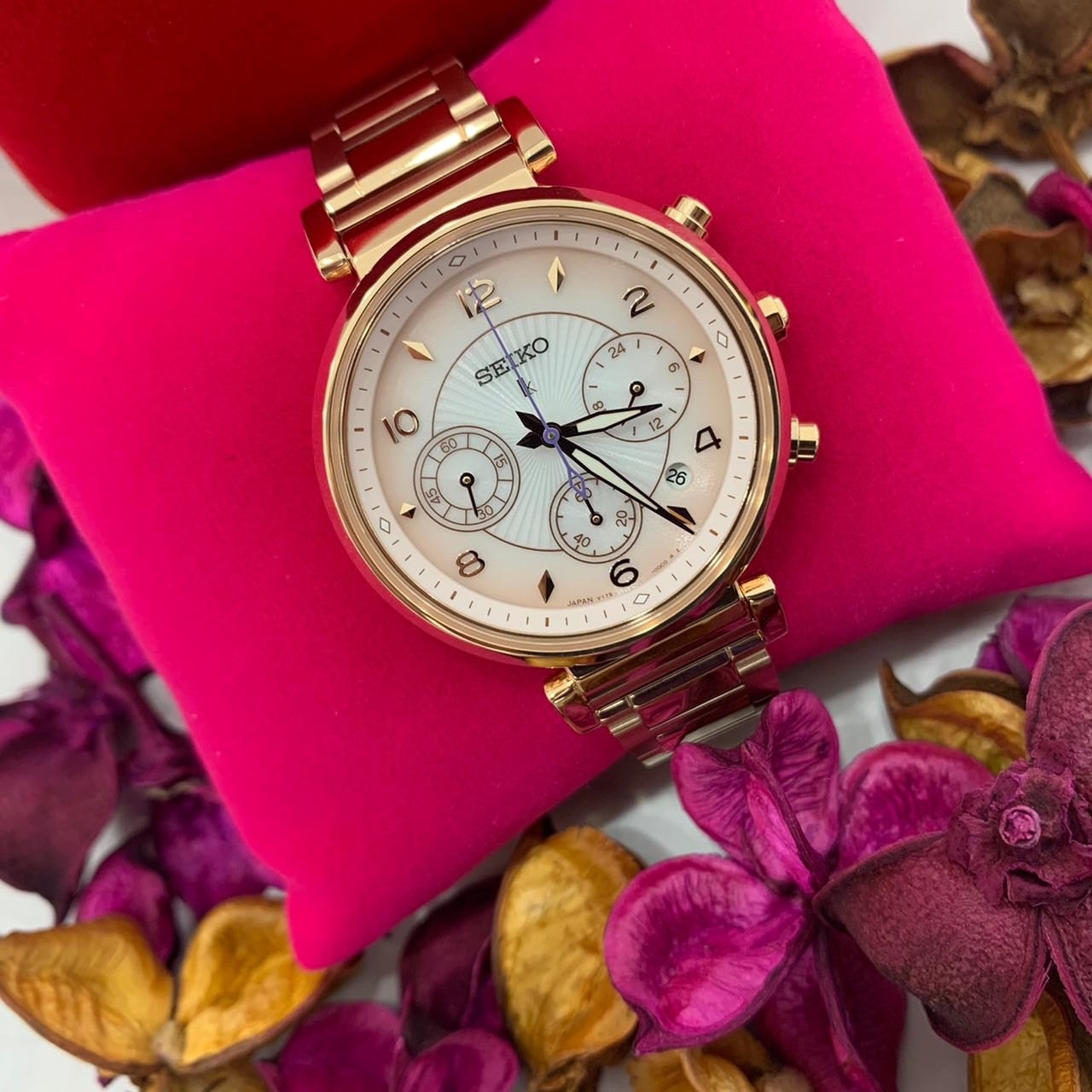 【SEIKO 精工】LUKIA系列 優雅玫瑰金太陽能腕錶 V175-0EZ0K  36.2mm 現代鐘錶