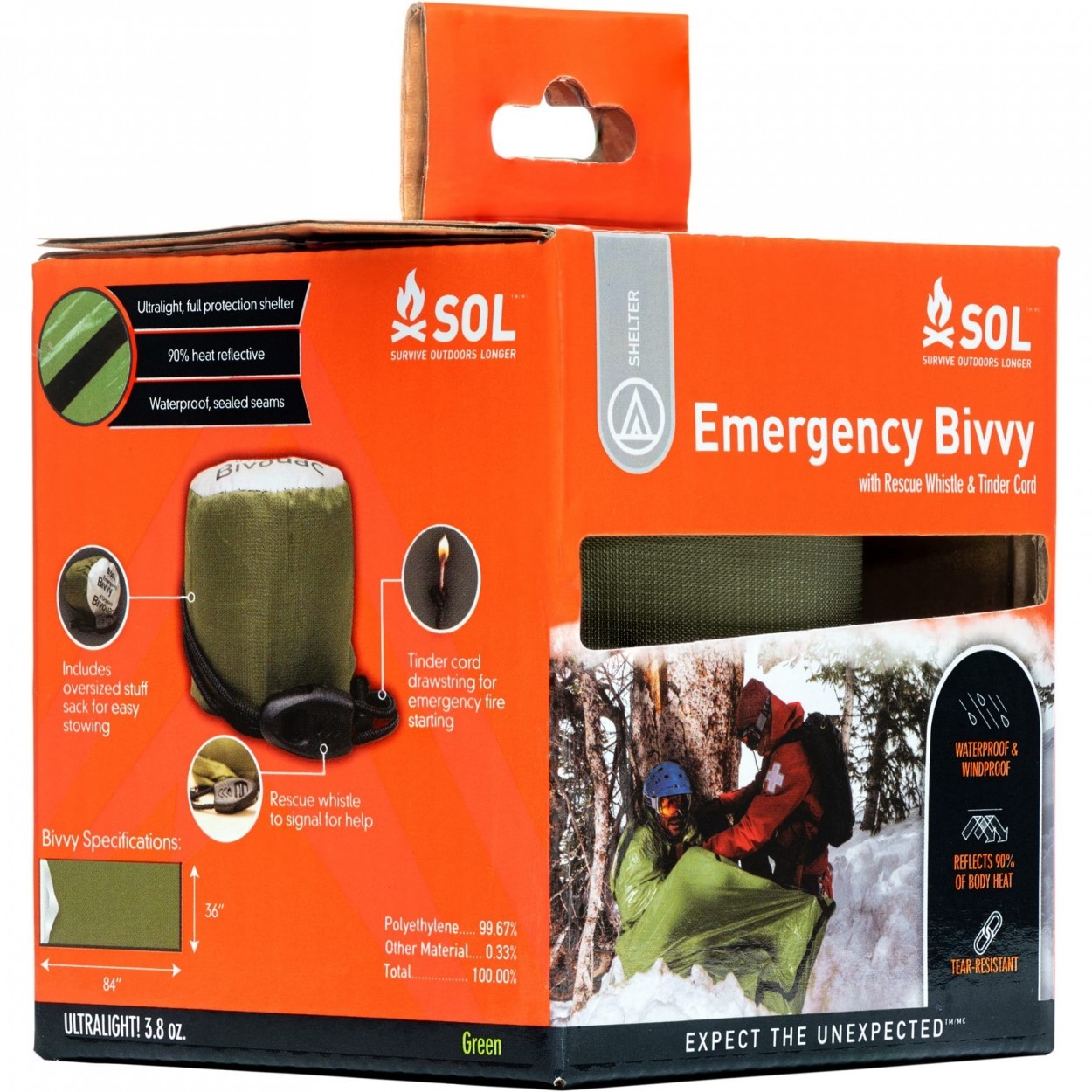 SOL Survive Outdoors Longer 緊急Bivvy 露宿袋 橘色/綠色