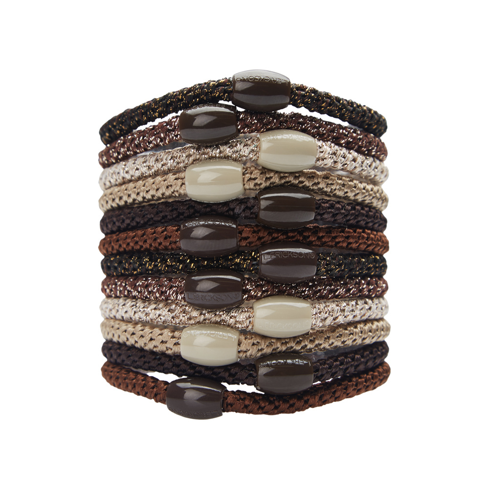 L. ERICKSON 彈力髮圈12入-細版〈摩卡色〉