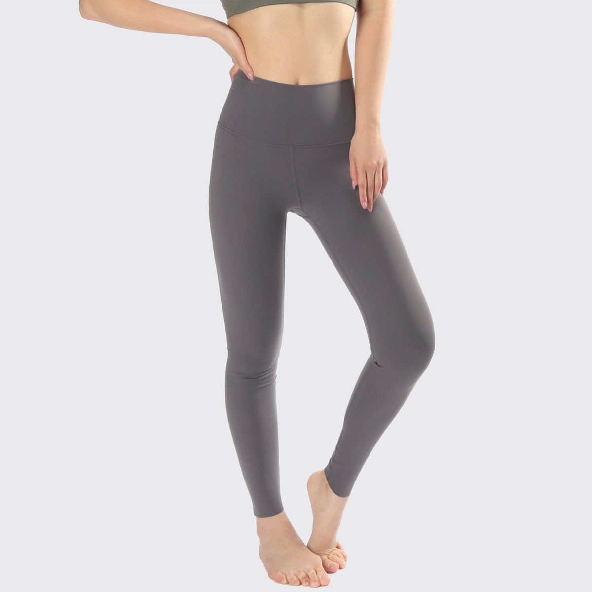 中高腰後口袋不收邊九分瑜珈/運動/緊身機能褲*