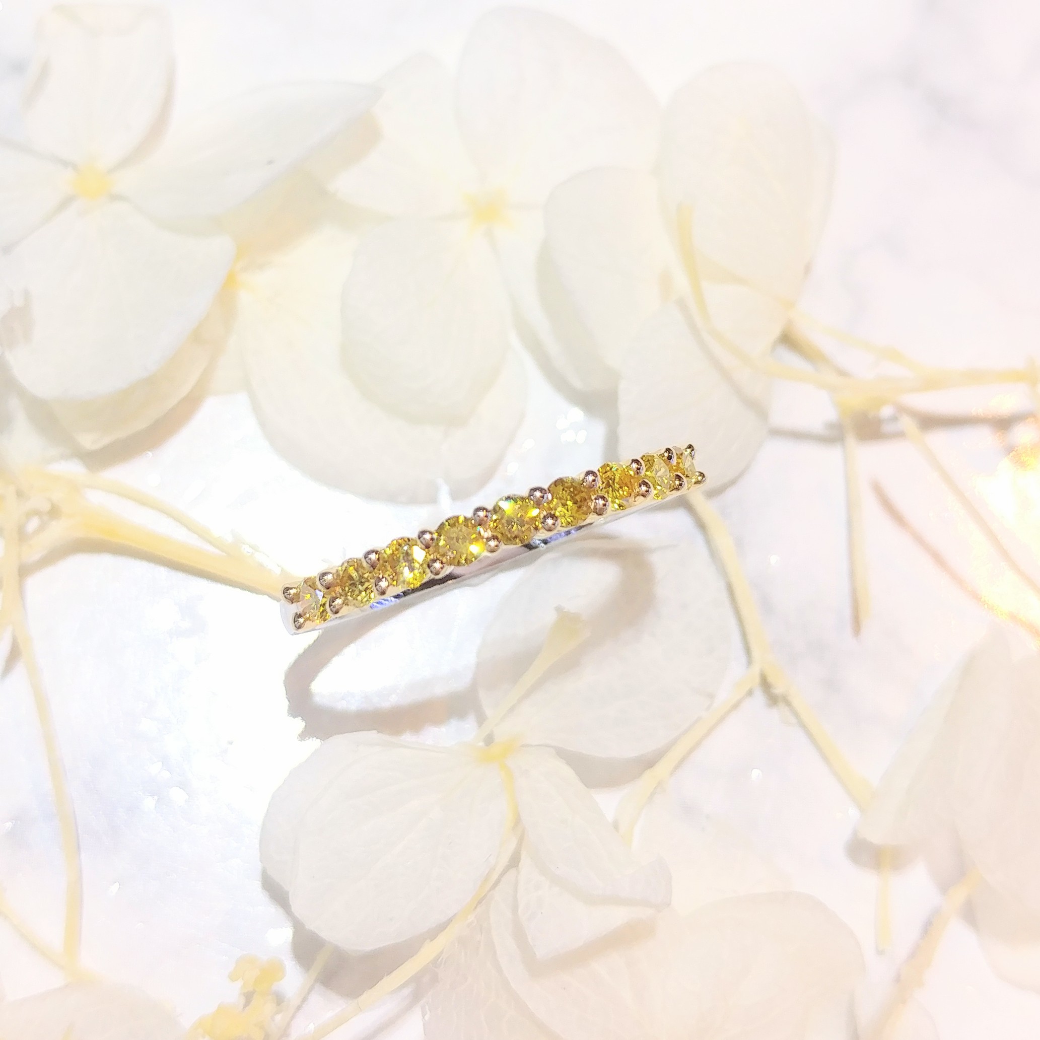 全新18K金32份彩黃鑽石戒指