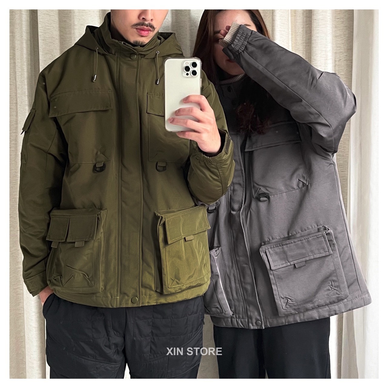 【現貨】DETAIL 防風 防潑水 舖棉 連帽 口袋 工裝外套 黑 灰 軍綠