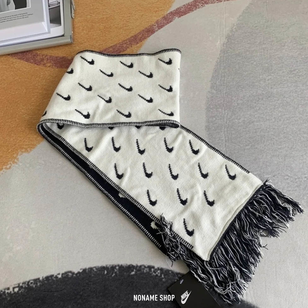 NIKE 滿版 雙面 小勾 流蘇 圍巾