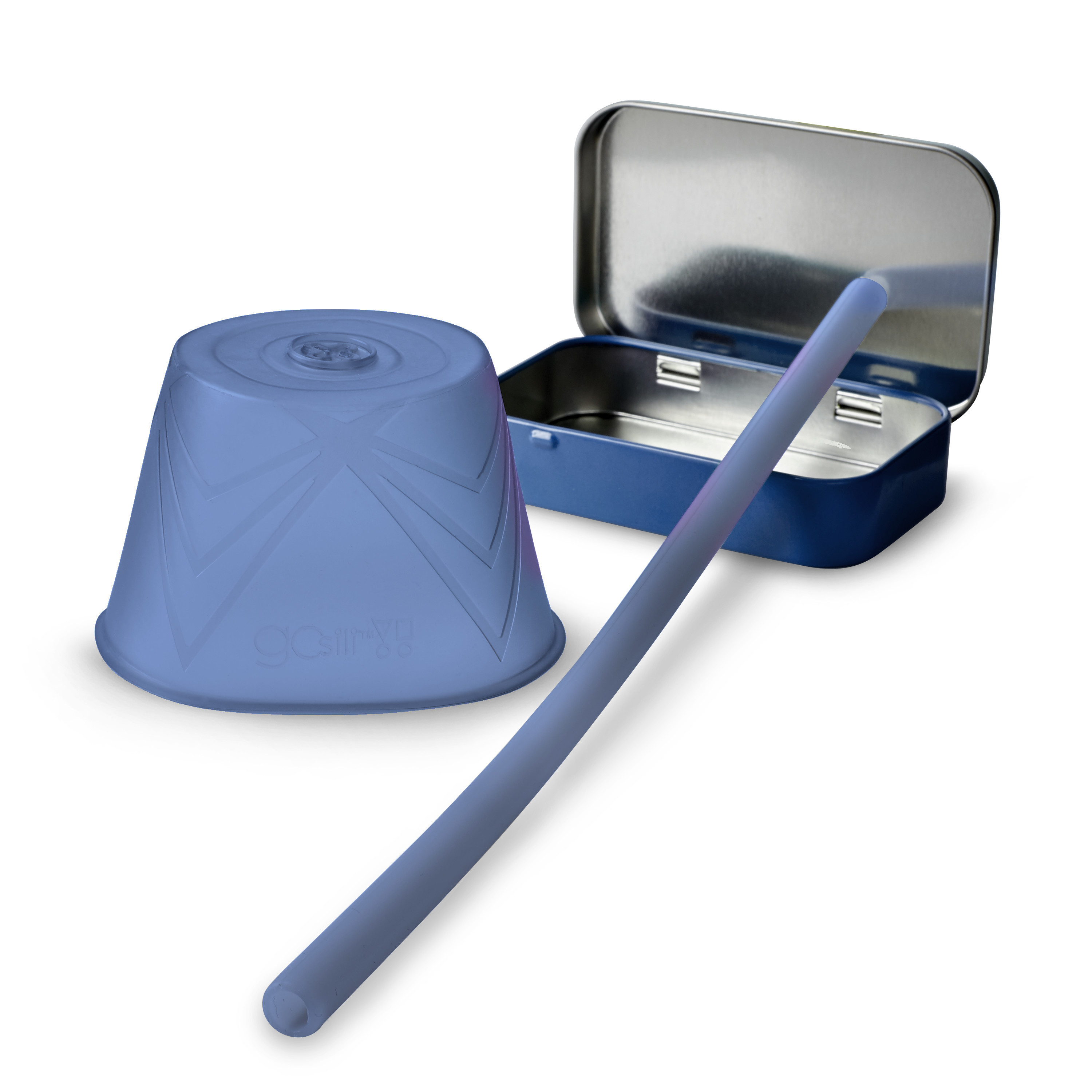 美國GoSili/Silikids ❚ 27cm ❚ 杯套吸管口袋組--氧氣藍