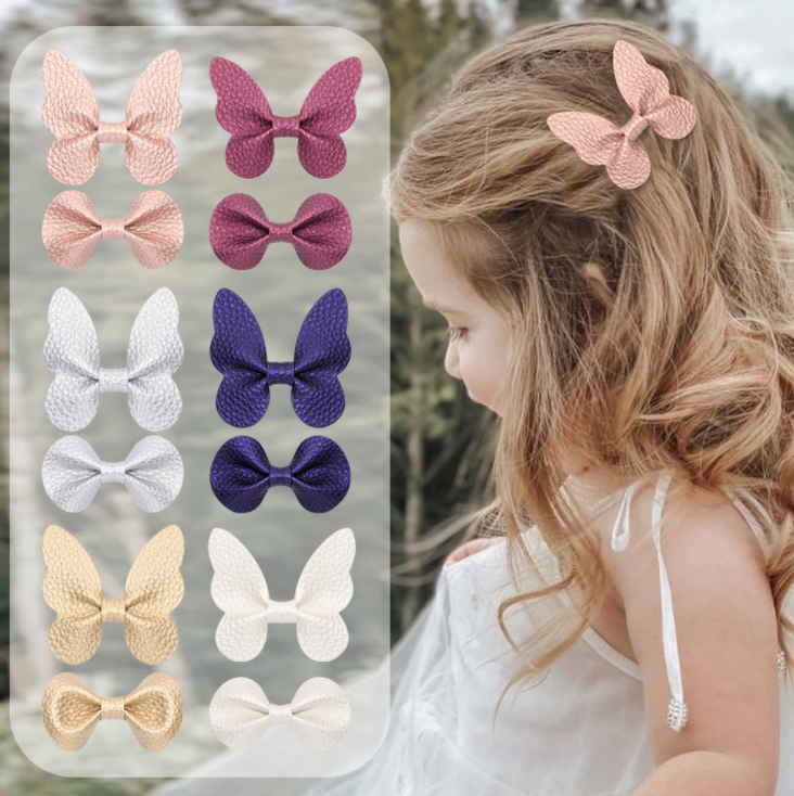 荔枝紋蝴蝶圓形髮夾組