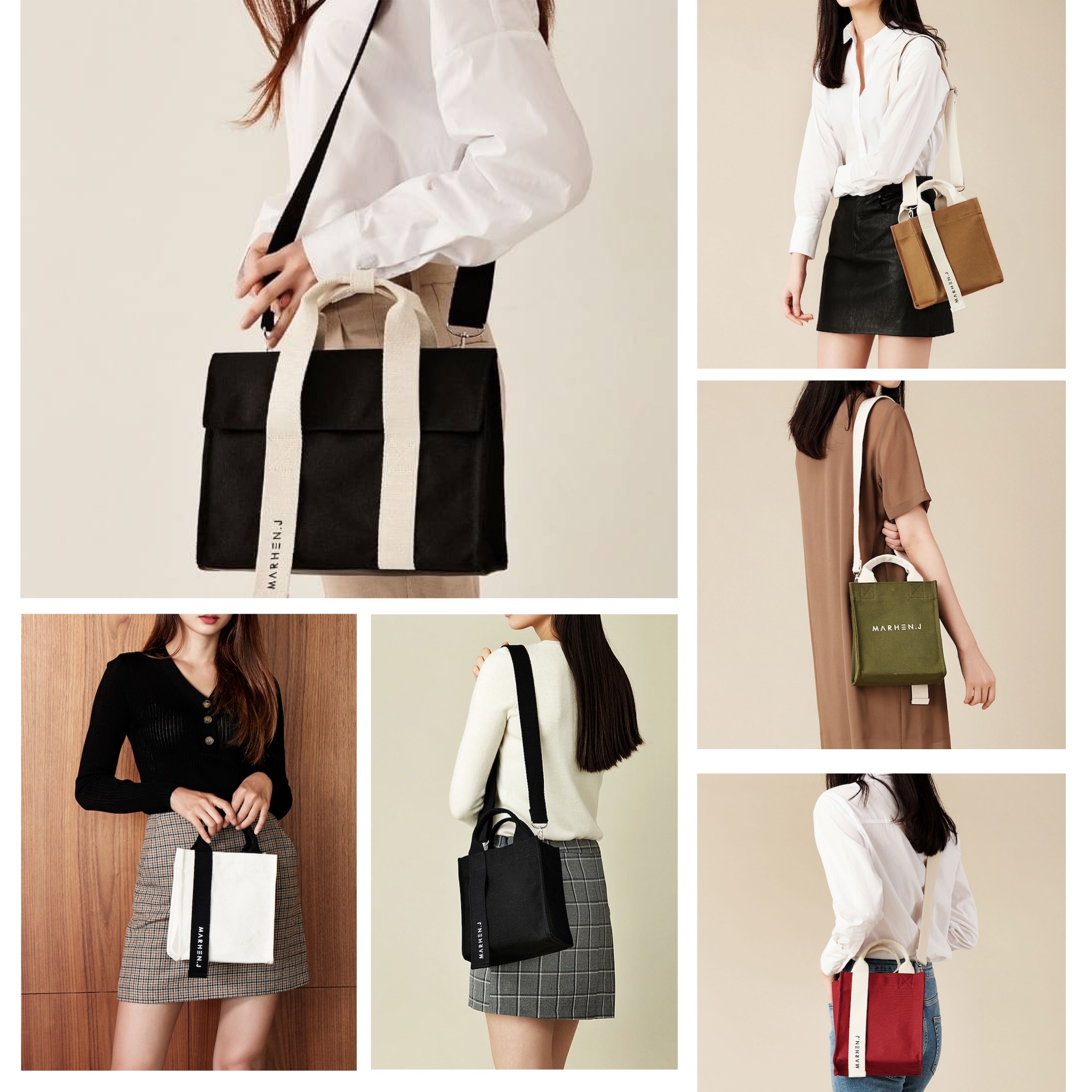 🇰🇷MARHEN.J迷你加蓋帆布包 黑色 / 經典 mini 托特帆布包 6色
