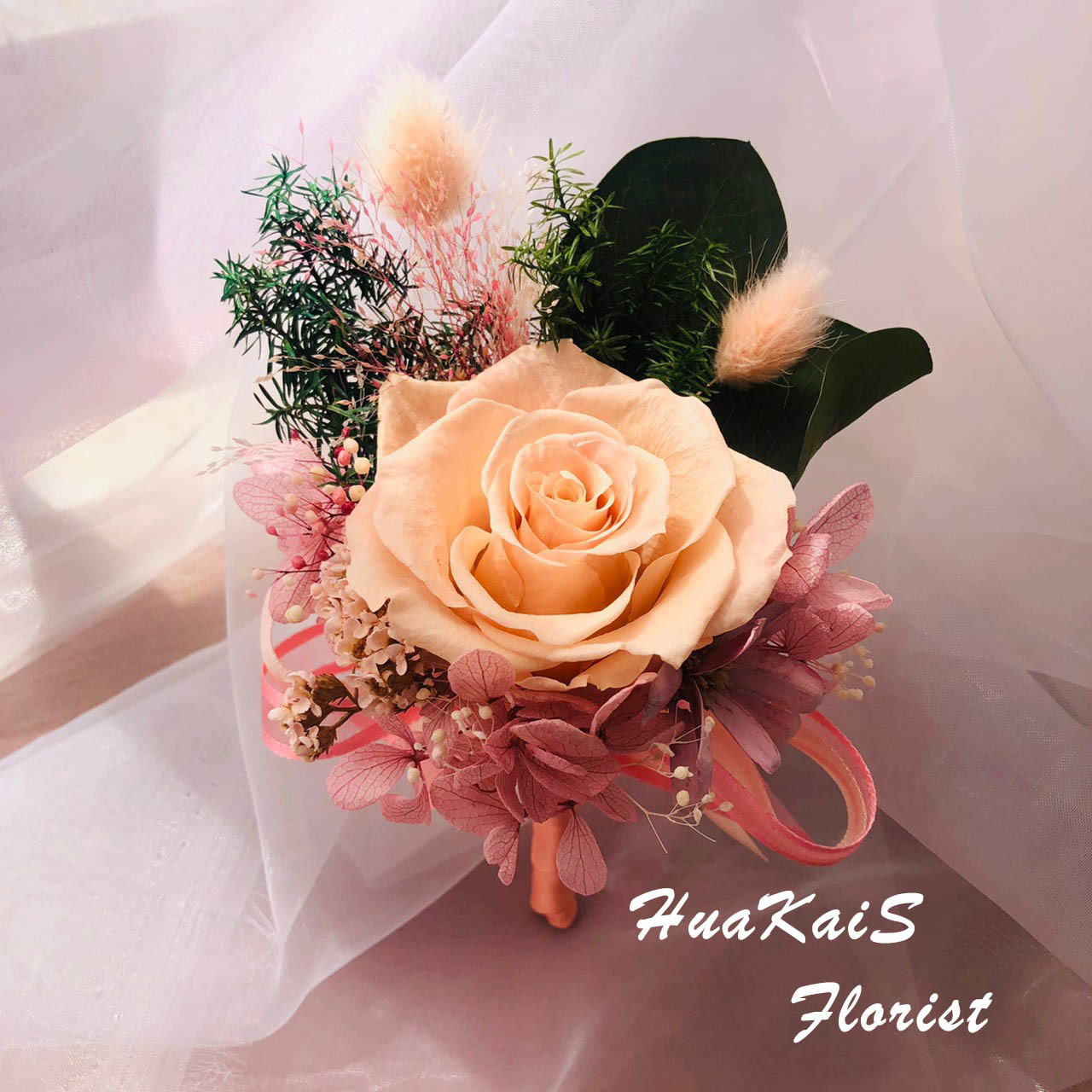 永生花|胸花|香檳色系|婚禮周邊|新郎胸花|伴郎胸花