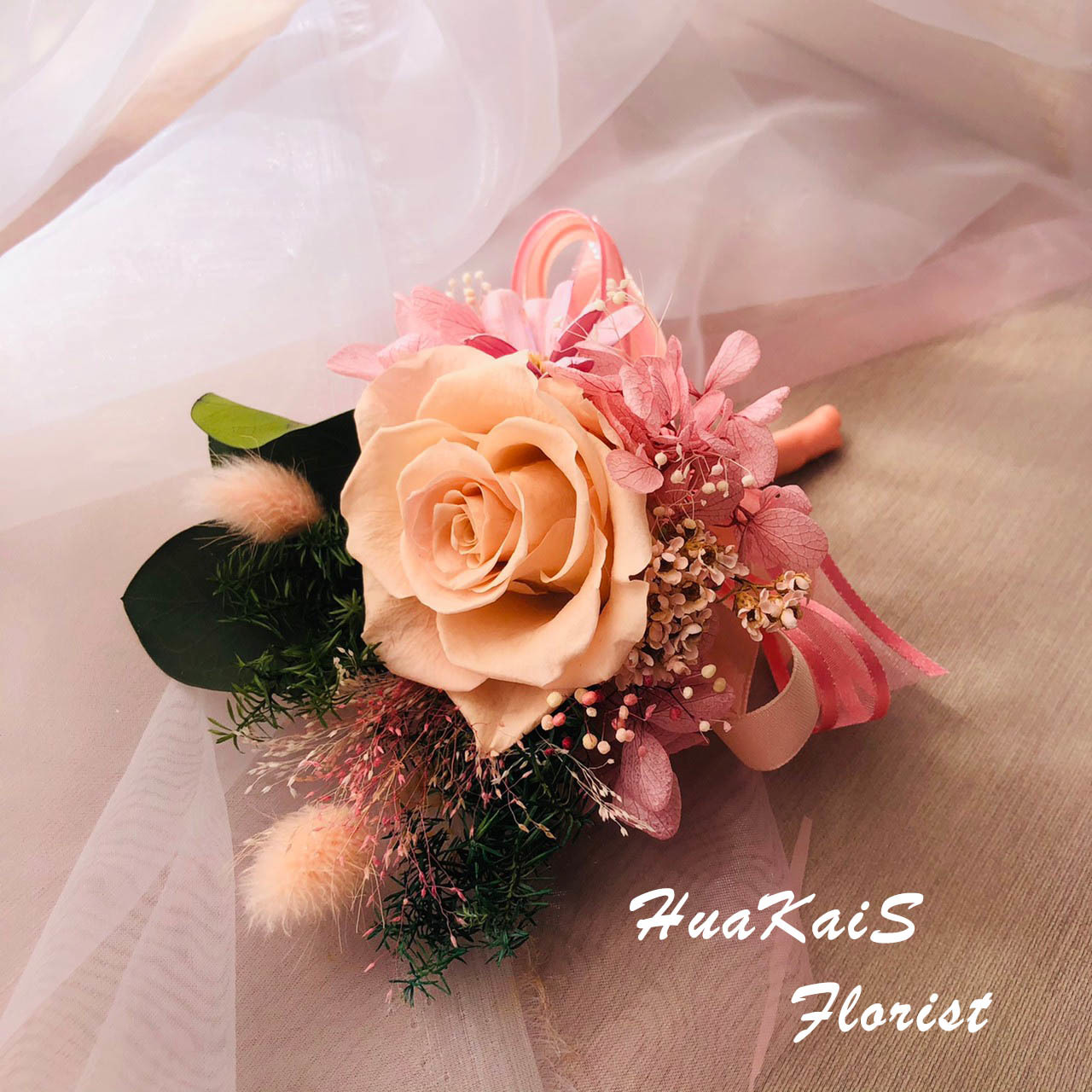 永生花|胸花|香檳色系|婚禮周邊|新郎胸花|伴郎胸花