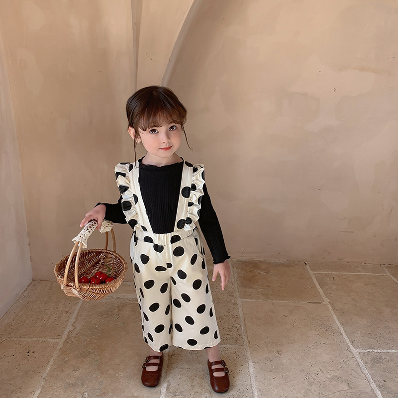 復古大圓點九分背帶褲