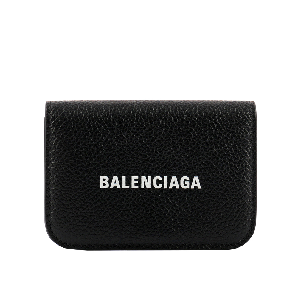 【BALENCIAGA】Mini款經典Logo牛皮壓釦三折短夾