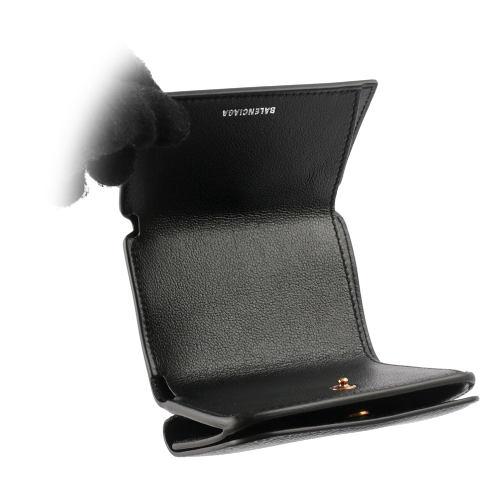 【BALENCIAGA】Mini款經典Logo牛皮壓釦三折短夾