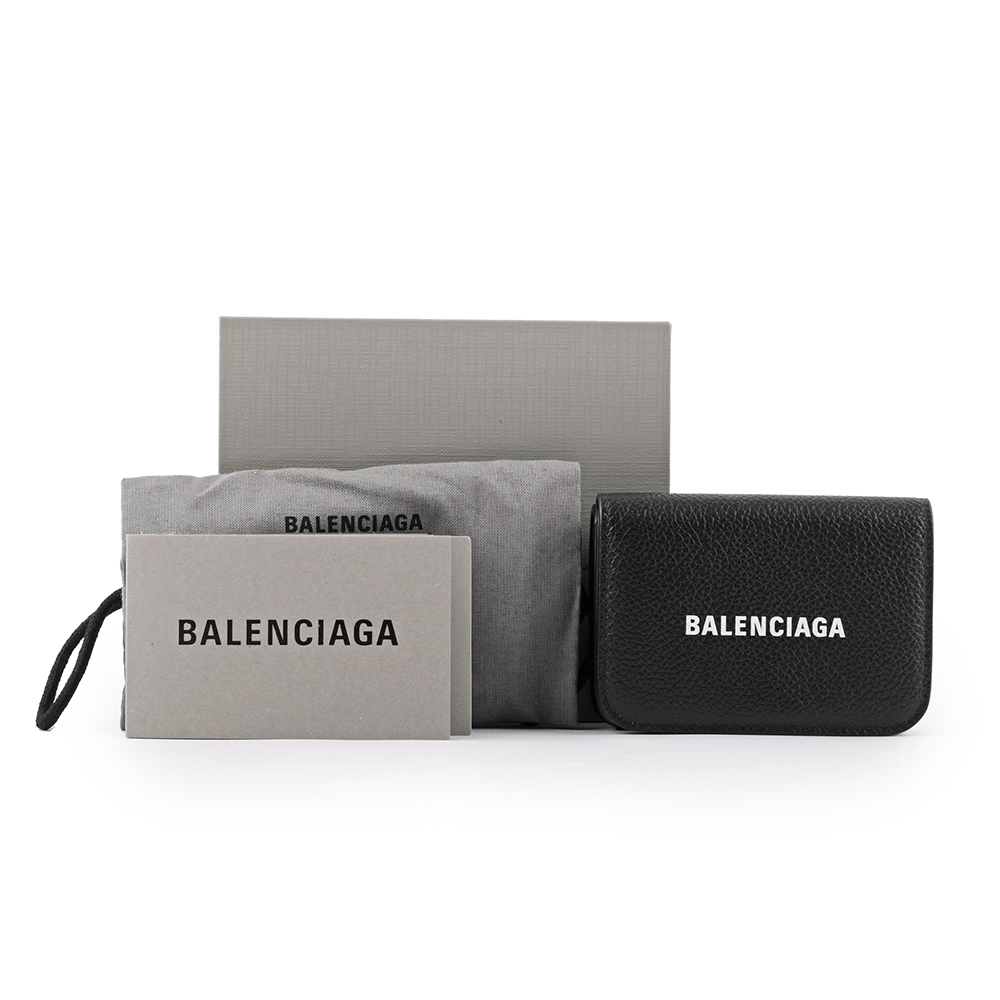 【BALENCIAGA】Mini款經典Logo牛皮壓釦三折短夾