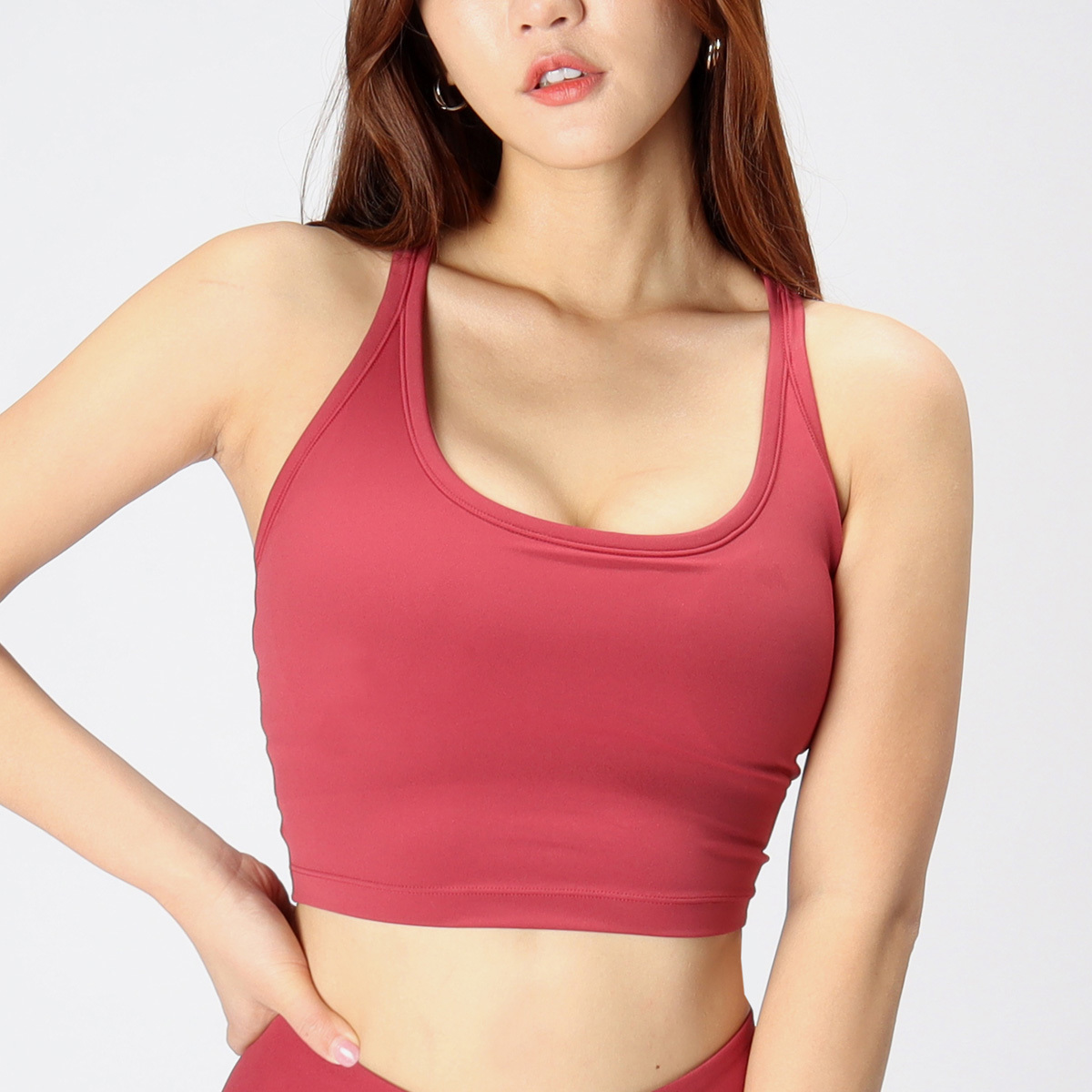 寬肩帶含罩杯工字美背瑜珈/運動/機能背心*