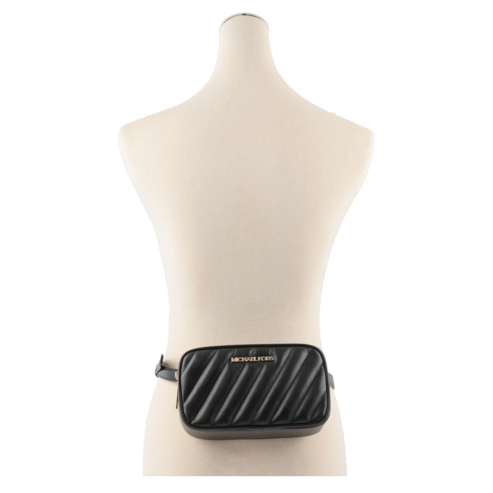 【Michael Kors】Rose 拚色皮革斜縫線設計腰包(迷你)(黑色/灰色/白色)35T0SXOC5U OPWHI