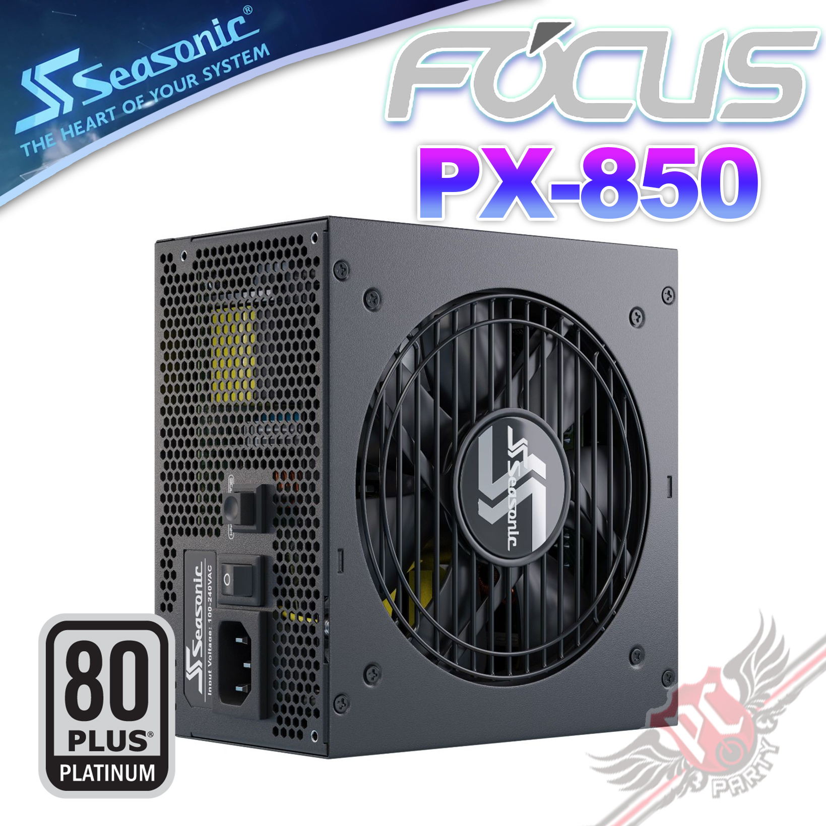 PC PARTY 海韻SeaSonic FOCUS PX-850 80Plus 白金牌全模組電源供應器