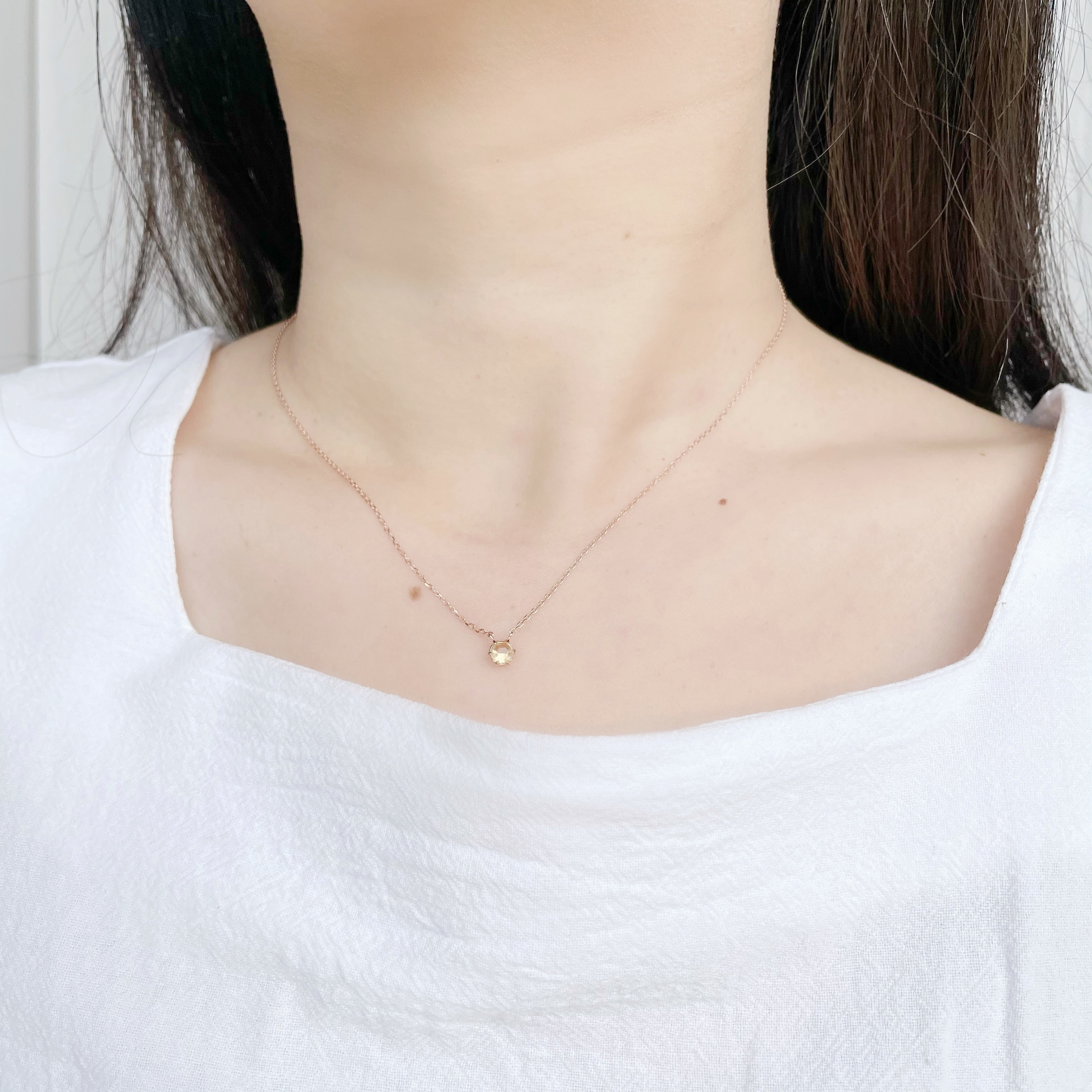 Hexagon檸檬晶鎖骨鍊