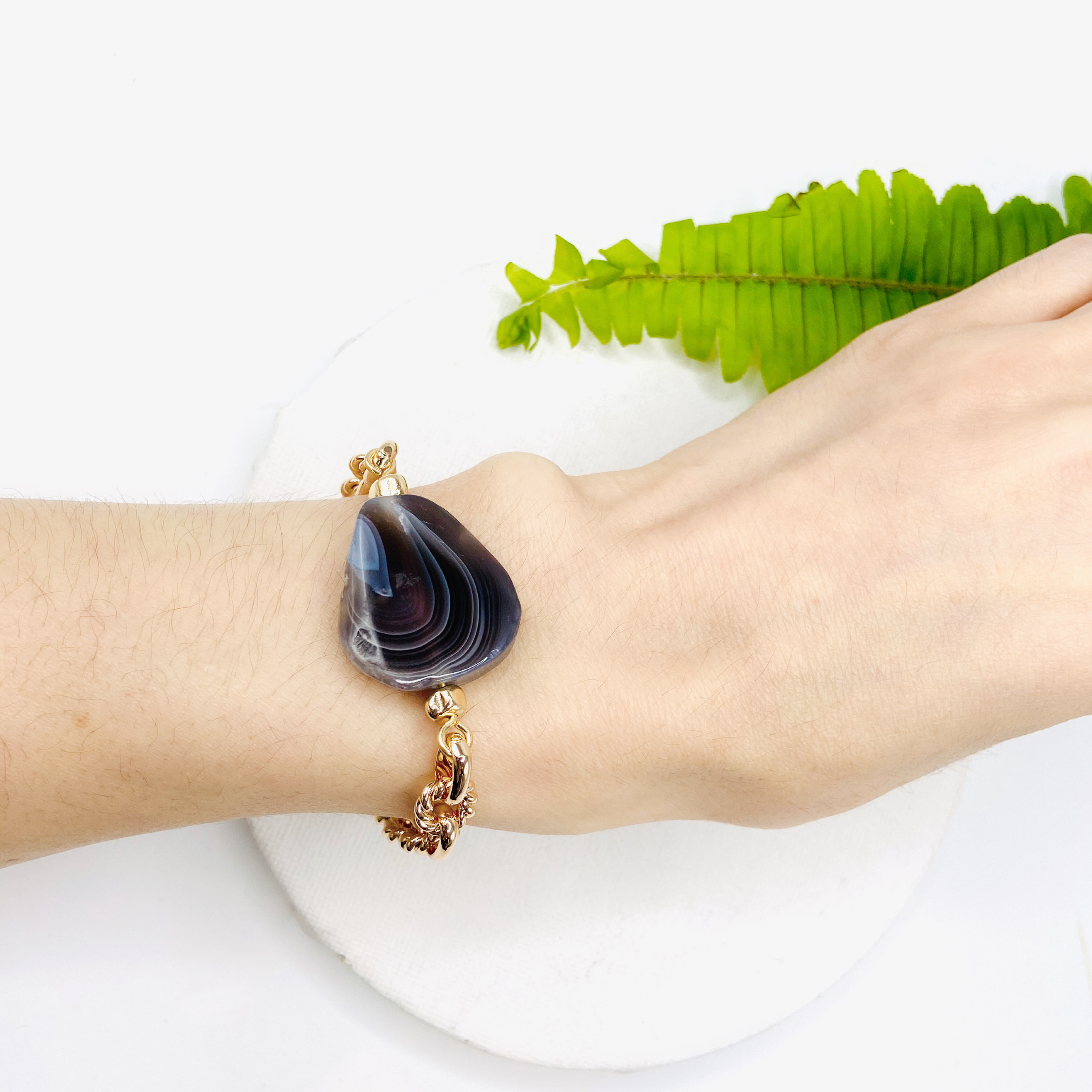 COLE COOL agate 14kgf bracelet Chain on Chain series