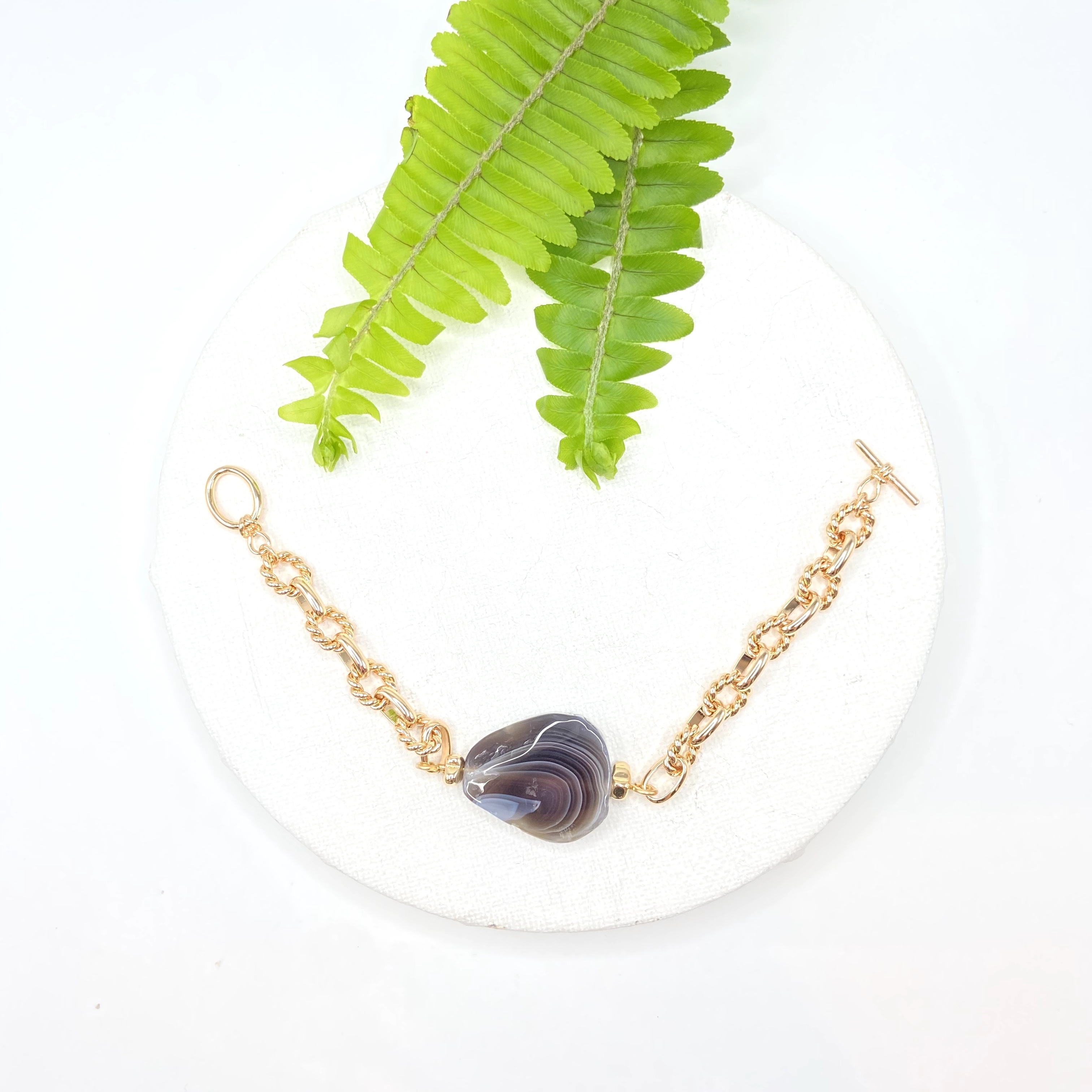 COLE COOL agate 14kgf bracelet Chain on Chain series
