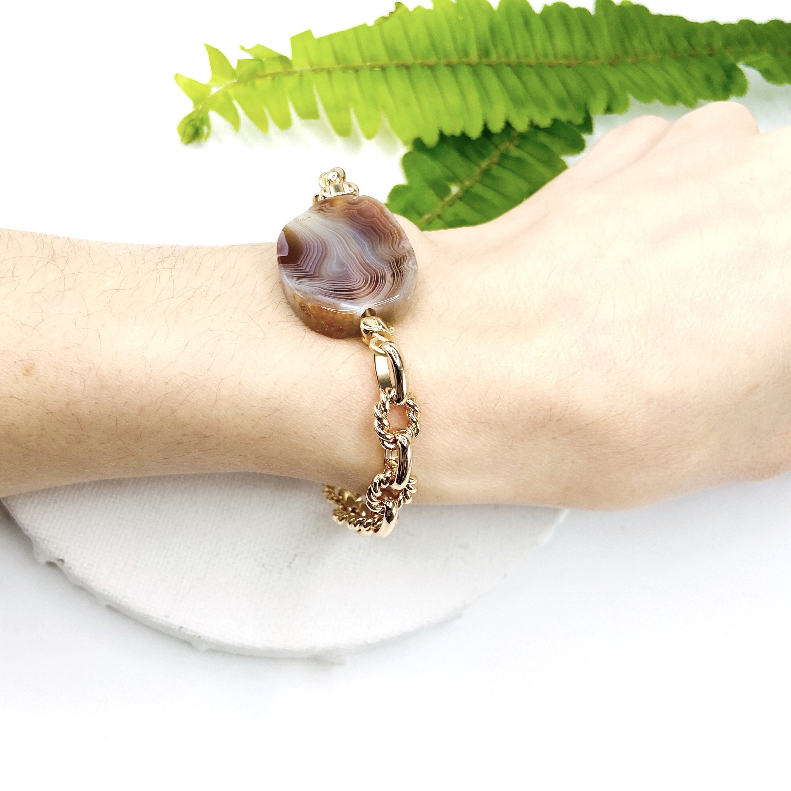 COLE COOL agate 14kgf bracelet Chain on Chain series