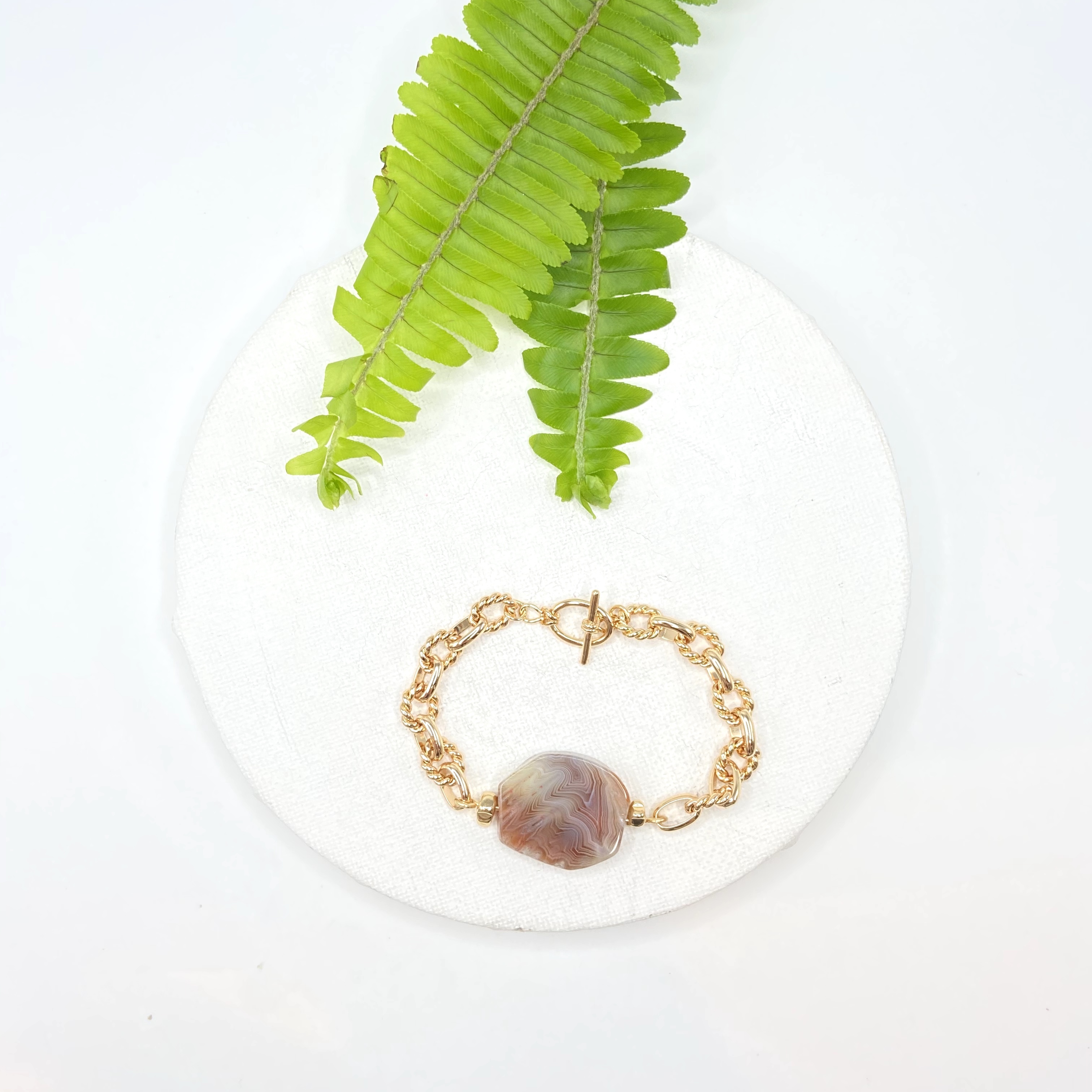 COLE COOL agate 14kgf bracelet Chain on Chain series