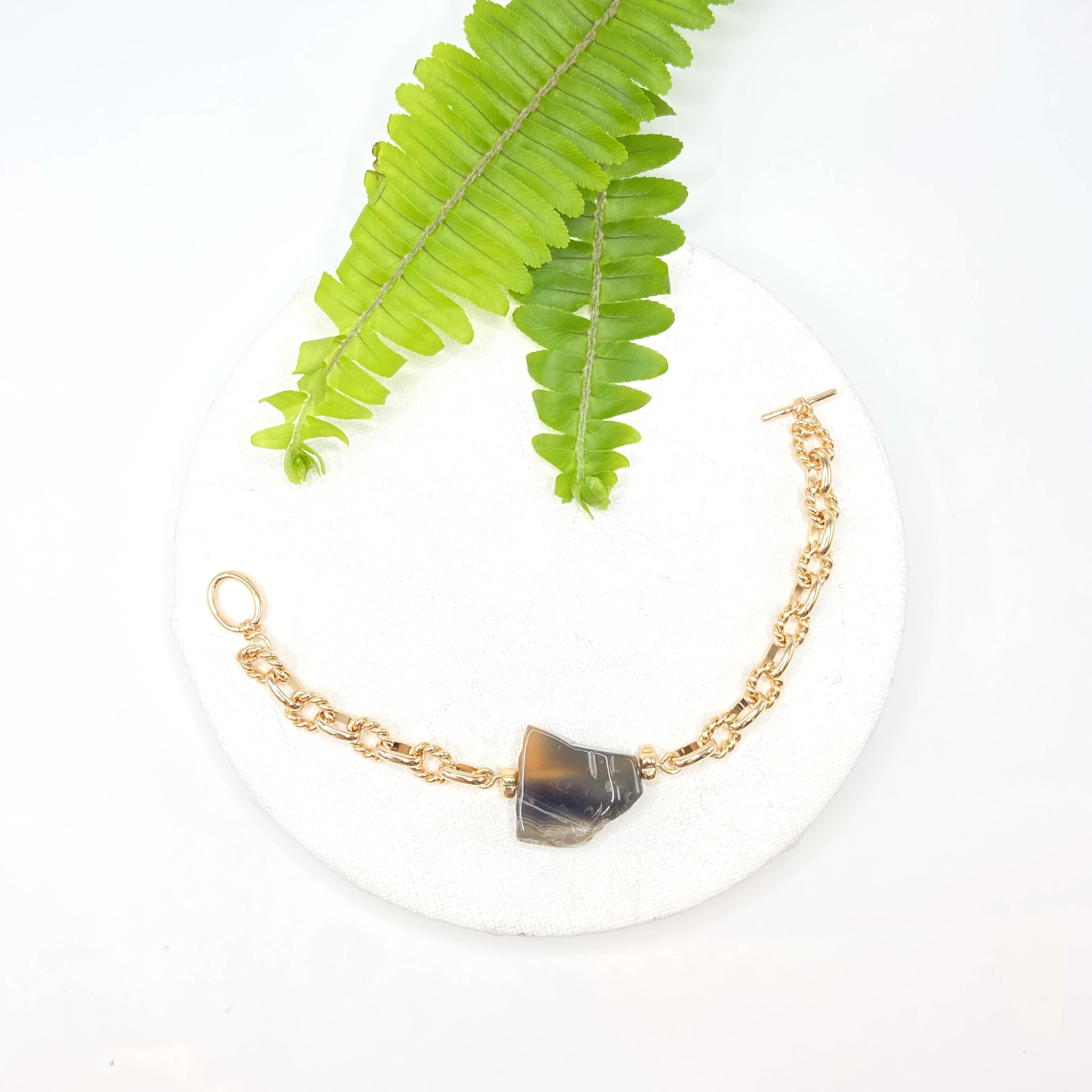 COLE COOL agate 14kgf bracelet Chain on Chain series