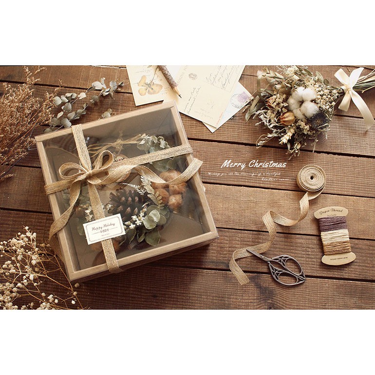 八吋 禮盒 乳酪蛋糕盒 牛皮無印(透明上蓋) 10入/包 22.2*22.2*8.1cm【3-290803-3】