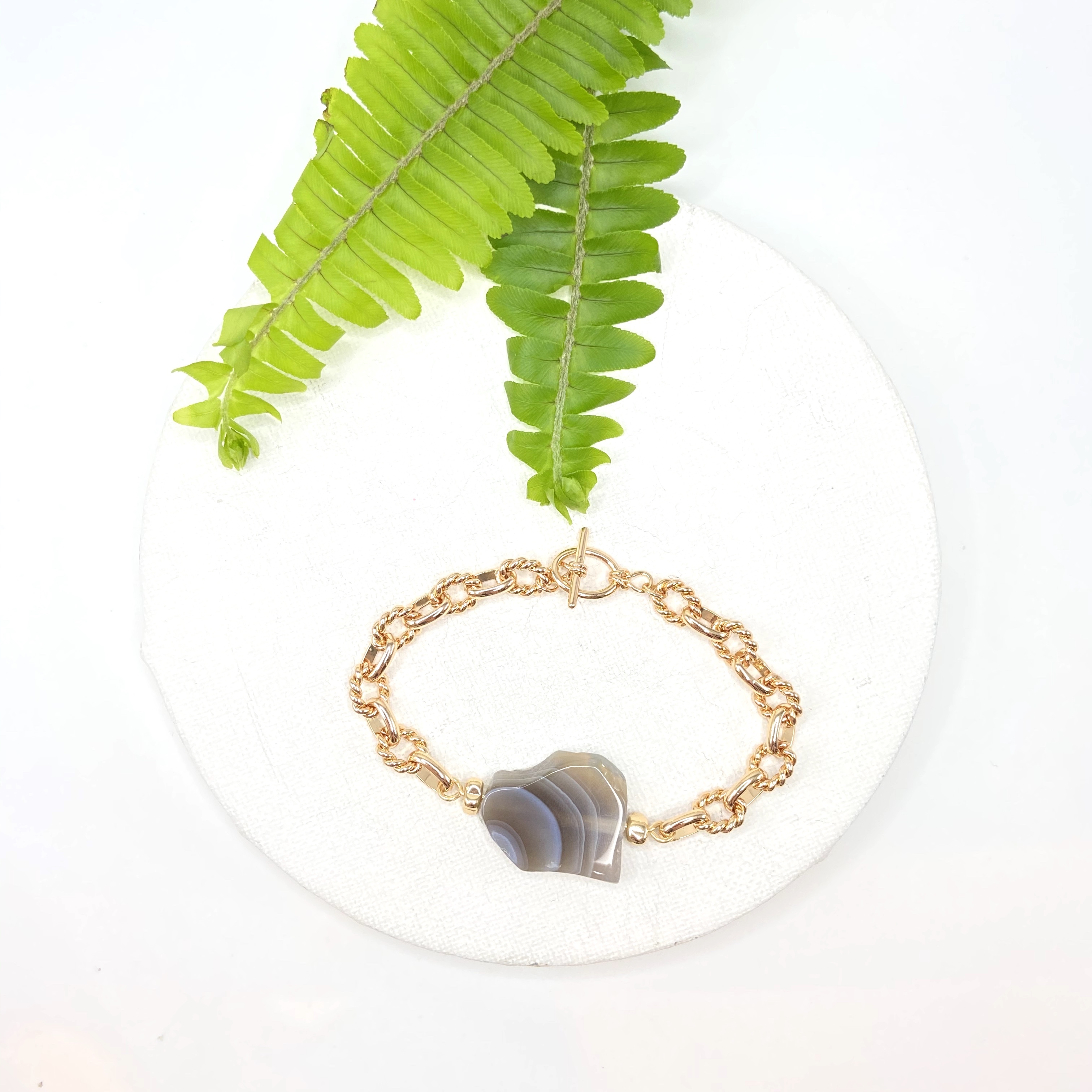 COLE COOL agate 14kgf bracelet Chain on Chain series