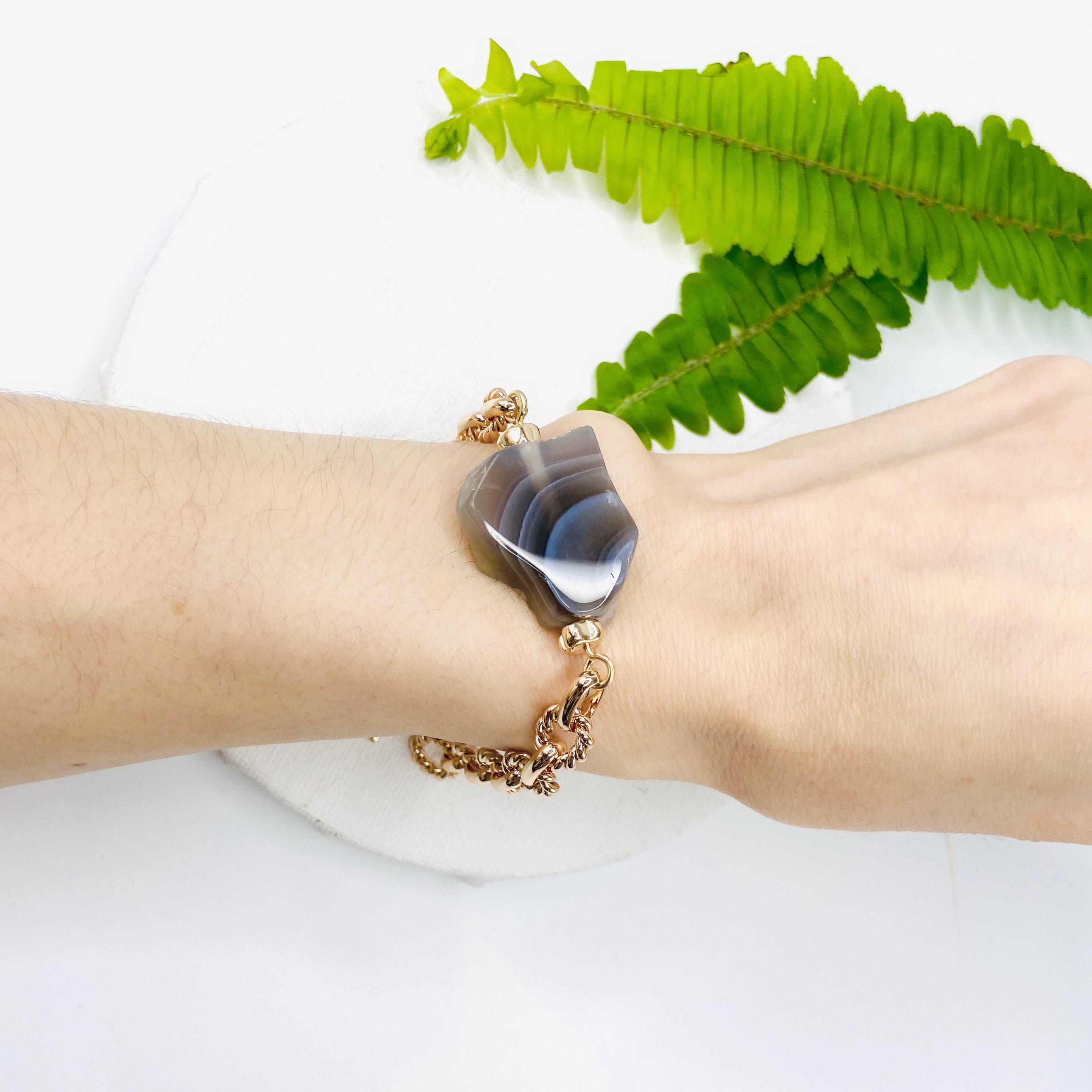 COLE COOL agate 14kgf bracelet Chain on Chain series